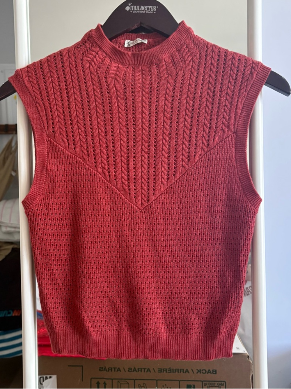 Free People Knit Sweater Vest - Brick Red